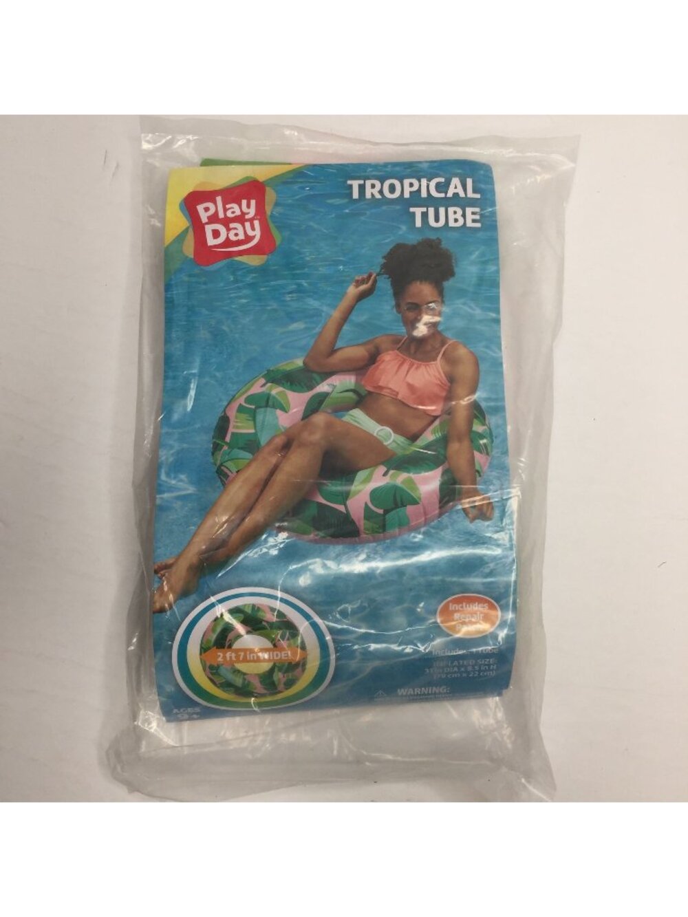 Play Day 31" Inner Tube Green Inflated Beach Pool Sea Fun Kids Summer Float